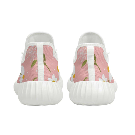 Floral-Patterned Pink Knit Sneakers - Ultimate Comfort for Fashion-Forward Women