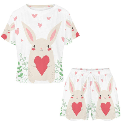 Floral Print Women's Polyester Lounge Set - Cozy Top and Shorts Combo - Très Elite
