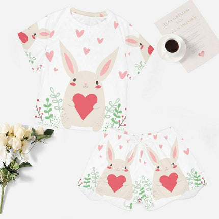 Floral Print Women's Polyester Lounge Set - Cozy Top and Shorts Combo - Très Elite