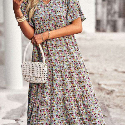 Floral V-Neck Bohemian Summer Dress - Très Elite