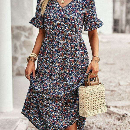 Floral V-Neck Bohemian Summer Dress - Très Elite