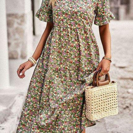 Floral V-Neck Bohemian Summer Dress - Très Elite