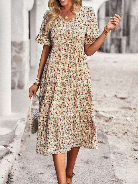 Floral V-Neck Bohemian Summer Dress