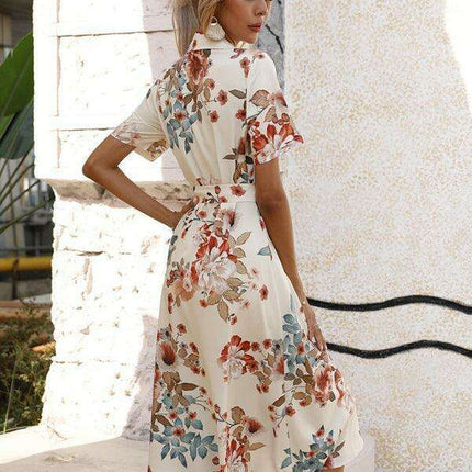 Floral V-Neck Lantern Sleeve Blouse - Très Elite