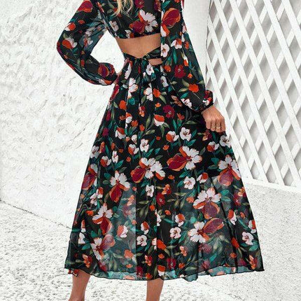 Floral V-neck Ruffled Design Dress - Chic Women's Spring-Summer Essential - Très Elite
