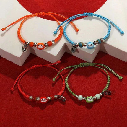 Fortune Bringer Lucky Cat Adjustable Bracelet - Handmade Red Accessory for Positive Energy - Très Elite