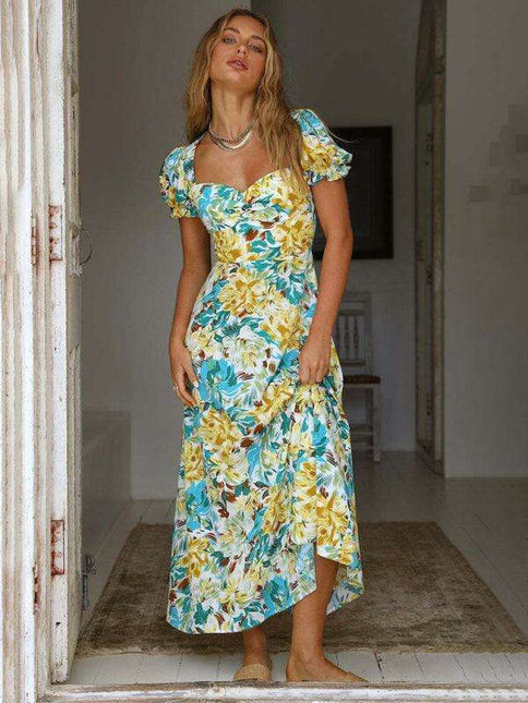 French Blossom Boho Sweetheart Fit & Flare Dress