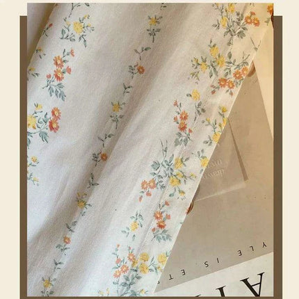 French Floral Cotton Rod Pocket Curtains for Kitchen & Bath – Retro Short Blinds & Partitions..