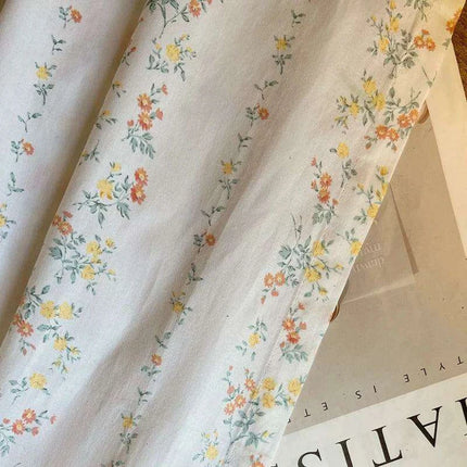 French Floral Cotton Rod Pocket Curtains for Kitchen & Bath – Retro Short Blinds & Partitions..