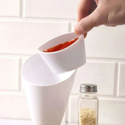 French Fry and Dipping Sauce Stand - Chic White Snack Holder Duo - Très Elite