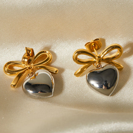 French elegant INS style fashionable 18K gold stainless steel love pendant earrings - Très Elite