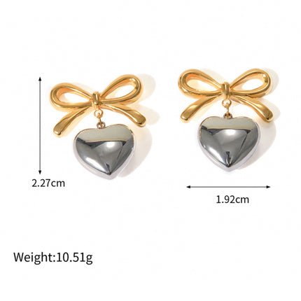 French elegant INS style fashionable 18K gold stainless steel love pendant earrings - Très Elite