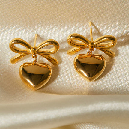 French elegant INS style fashionable 18K gold stainless steel love pendant earrings - Très Elite