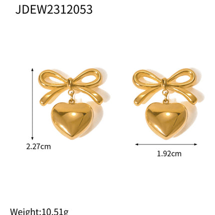 French elegant INS style fashionable 18K gold stainless steel love pendant earrings - Très Elite
