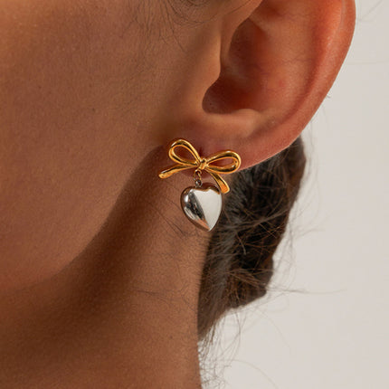 French elegant INS style fashionable 18K gold stainless steel love pendant earrings - Très Elite