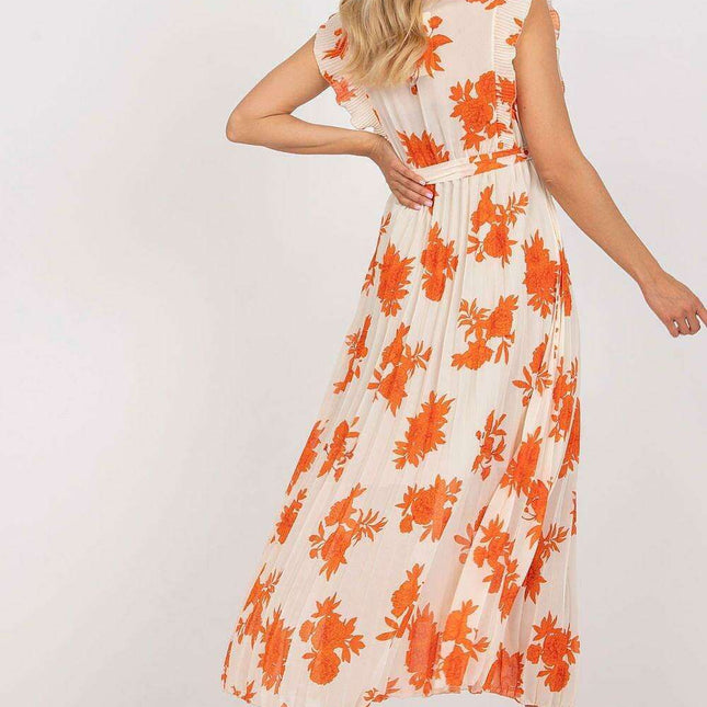 Frilled Sleeve Maxi Dress With Tie Waist For Summer