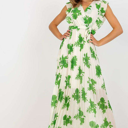 Frilled Sleeve Maxi Dress With Tie Waist For Summer - Très Elite