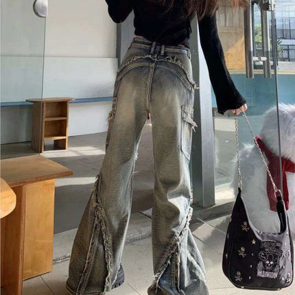 Fringe Patchwork Women's Cargo Trousers - Customizable for Wholesale Options - Très Elite