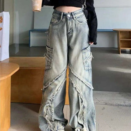Fringe Patchwork Women's Cargo Trousers - Customizable for Wholesale Options - Très Elite