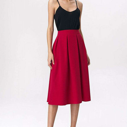 Fuchsia Flared Midi Skirt For Effortless Office Style - Très Elite