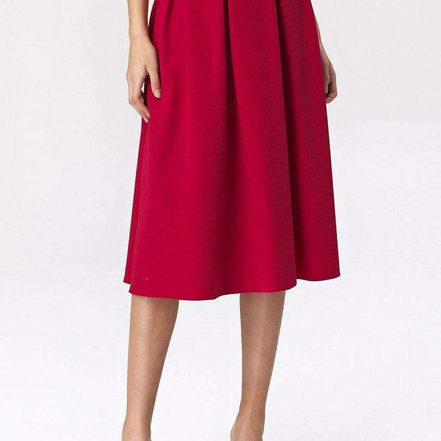 Fuchsia Flared Midi Skirt For Effortless Office Style