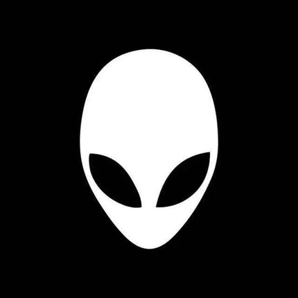 Galactic Alien Head Vinyl Car Decal - Stylish Black/Silver Sticker, 9.6cm x 14cm