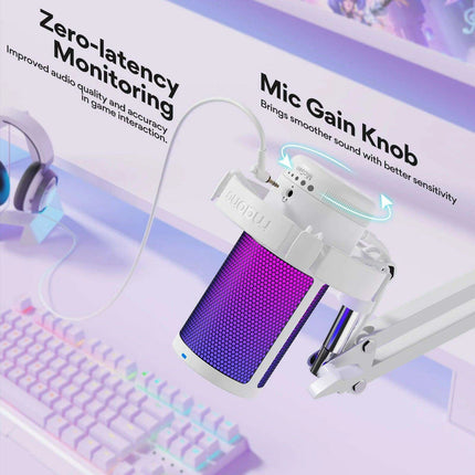 Gamerwave DGM20S Pro RGB USB Gaming Microphone - Customizable Lighting with Superior Audio Quality - Très Elite