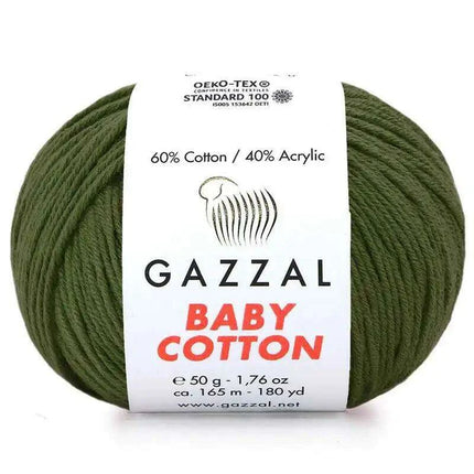 Gazzal Baby Cotton Ball Hand Knitting Yarn - 50g, 165m, Soft Cotton-Acrylic Blend for Creative Crochet & DIY Projects, Turkish Quality - Très Elite