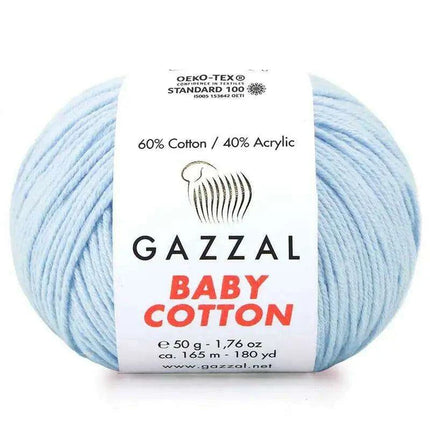 Gazzal Baby Cotton Ball Hand Knitting Yarn - 50g, 165m, Soft Cotton-Acrylic Blend for Creative Crochet & DIY Projects, Turkish Quality..