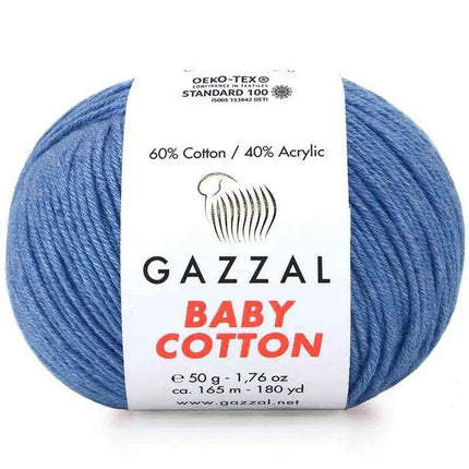 Gazzal Baby Cotton Ball Hand Knitting Yarn - 50g, 165m, Soft Cotton-Acrylic Blend for Creative Crochet & DIY Projects, Turkish Quality..