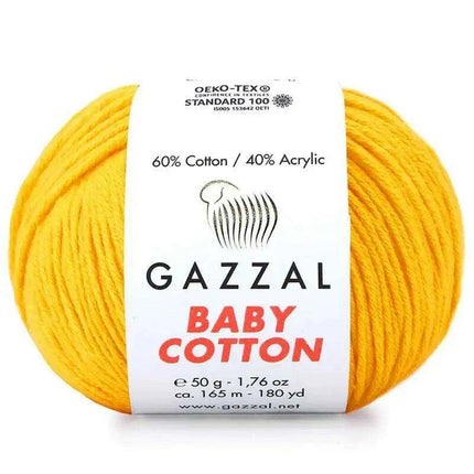 Gazzal Baby Cotton Ball Hand Knitting Yarn - 50g, 165m, Soft Cotton-Acrylic Blend for Creative Crochet & DIY Projects, Turkish Quality..