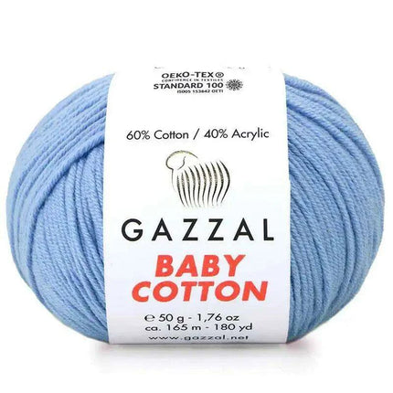 Gazzal Baby Cotton Ball Hand Knitting Yarn - 50g, 165m, Soft Cotton-Acrylic Blend for Creative Crochet & DIY Projects, Turkish Quality..