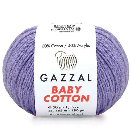 Gazzal Baby Cotton Ball Hand Knitting Yarn - 50g, 165m, Soft Cotton-Acrylic Blend for Creative Crochet & DIY Projects, Turkish Quality.