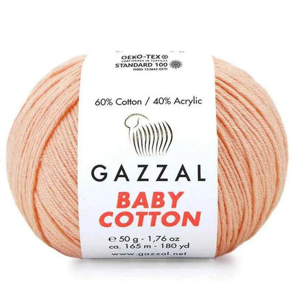 Gazzal Baby Cotton Ball Hand Knitting Yarn - 50g, 165m, Soft Cotton-Acrylic Blend for Creative Crochet & DIY Projects, Turkish Quality.