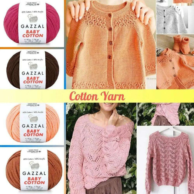 Gazzal Baby Cotton Ball Hand Knitting Yarn - 50g, 165m, Soft Cotton-Acrylic Blend for Creative Crochet & DIY Projects, Turkish Quality