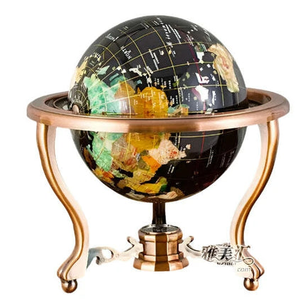 Gemstone-Accented 22cm World Globe with Contemporary Metal Stand - Très Elite