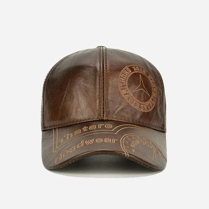 Genuine Cowhide Leather Baseball Cap with Ear Flaps - Men's Stylish Winter Hat for Ultimate Warmth - Très Elite