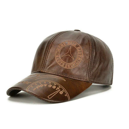 Genuine Cowhide Leather Baseball Cap with Ear Flaps - Men's Stylish Winter Hat for Ultimate Warmth - Très Elite