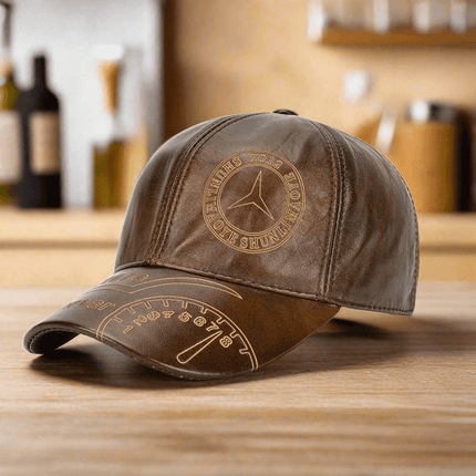 Genuine Cowhide Leather Baseball Cap with Ear Flaps - Men's Stylish Winter Hat for Ultimate Warmth - Très Elite