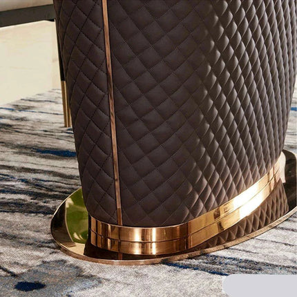 Genuine Leather Chairs & Elegant Marble Table with Stainless Steel Accents - Très Elite