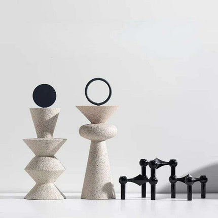 Geometric Elegance: Abstract Sandstone Art Sculpture - Très Elite