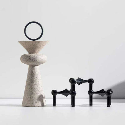 Geometric Elegance: Abstract Sandstone Art Sculpture - Très Elite