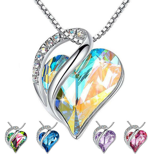 Geometric Heart Pendant Necklace in 925 Silver for Women