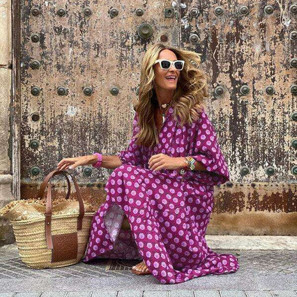 Geometric Print Puff Sleeve Dress - Stylish Women's Essential for City and Getaway Adventures - Très Elite