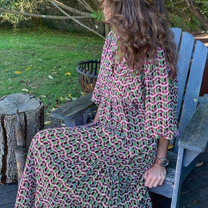 Geometric Print Puff Sleeve Dress - Stylish Women's Essential for City and Getaway Adventures