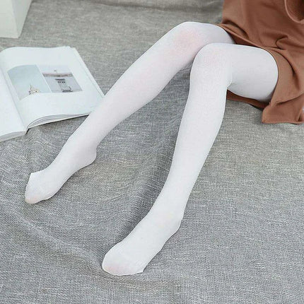 Girls' Professional White Ballet Tights - Velvet Pantyhose for Kids - Très Elite