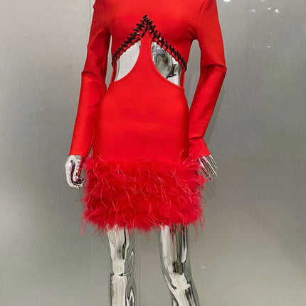 Glamorous Beaded Bodycon Mini Dress for Festive Occasions