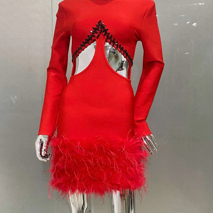 Glamorous Beaded Bodycon Mini Dress for Festive Occasions