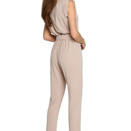 Glamorous Belted Jumpsuit with Structured Shoulders - Très Elite