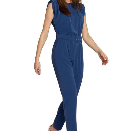 Glamorous Belted Jumpsuit with Structured Shoulders - Très Elite